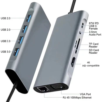 11 1 הרחבת רציף 4k HDMI-USB תואם C תחנת עגינה 5Gbps שידור TF/SD קורא כרטיסי מתאם למחשב נייד מחשב נייד