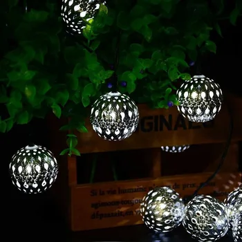יצירתי, רומנטי הוביל חלול מרוקו כדור אור מחרוזת פסטיבל ברזל אמנות הכדור USB חם צבע ססגוניות אור פנס דקורטיבי