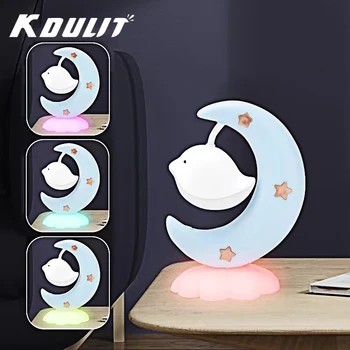 KDULIT LED לילה הירח עיצוב אורות קריקטורה חמודה מנורת לילה ילד השינה תאורה טעינת USB מנורות הלילה מעולה מתנות