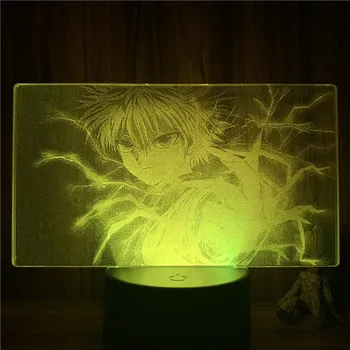 3D המנורה אנימה האנטר X האנטר Killua האצבע רעם LED מנורת הלילה איור 7 צבעים לגעת שולחן עיצוב חדר השינה מנורת לילה מתנה