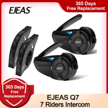 EJEAS Q7 Bluetooth קסדת אופנוע אינטרקום אוזניות שלט רחוק hands-Free Moto Intercomunicadores מוסיקה הפנימי