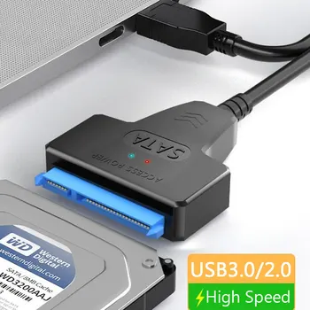 SATA to USB 3.0 / 2.0 כבל עד 6 Gbps עבור 2.5 אינץ ' חיצוני דיסק קשיח SSD SATA 3 22 פינים מתאם USB 3.0 ל-Sata III כבל