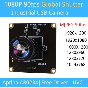 ELP Global Shutter 1080P 90fps קצב פריימים גבוה Aptina AR0234 צבע מיני מצלמת UVC USB מודול המצלמה עם עיוות לא M12 עדשה