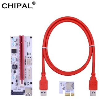 CHIPAL VER008S 1M PCI-E כרטיס Riser 008S PCI Express X1 כדי 16X Extender עם 4pin 6pin SATA כוח ETH BTC LTC כרייה