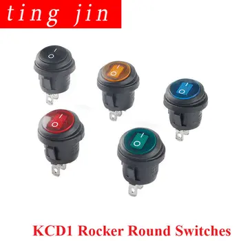 1pcs KCD1 נדנדה עגול מתגי חשמל כפתור בורר 2/3 סיכות מתג לרכב עמיד למים הסירה אור LED 220V סיבוב מתג 20mm
