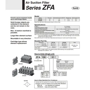 SMC בשורה סוג ואקום מפלט ZFA200-02 ZFA200-02L ZFA200-02R ZFA200-02LR