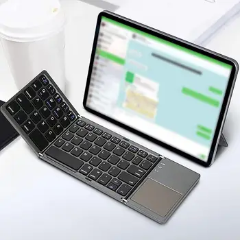 חדש מיני נייד שלושה קיפול מקלדת Bluetooth אלחוטית מתקפל לוח המגע לוח המקשים עבור אנדרואיד IOS Windows מחשב לוח Ipad