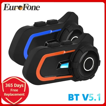EuroFone 2PCS S2 קסדת אופנוע אינטרקום דיבורית-Bluetooth תואם 5.1 רוכבים 1.2 ק 