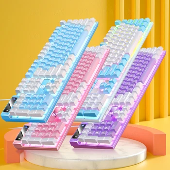 104 מפתחות המשחקים מקלדת חוטית מקלדת התאמת צבעים עם תאורה אחורית מכני מרגיש את המחשב האלקטרוני ספורט ציוד היקפי עבור שולחן העבודה במחשב הנייד