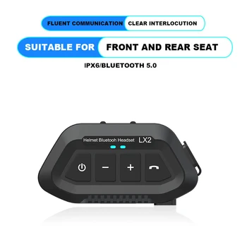 LX2 Bluetooth קסדת אופנוע אוזניות אלחוטיות אוזניות דיבורית שיחה עמיד למים מוסיקה אוזניות חצי קסדה מלאה.