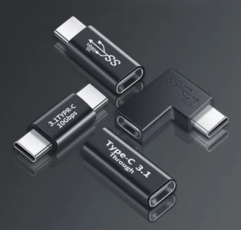 1pcs 90 מעלות זווית ישרה USB 3.1 Type C זכר ונקבה USBC נקבה נקבה זכר זכר ממיר מתאם